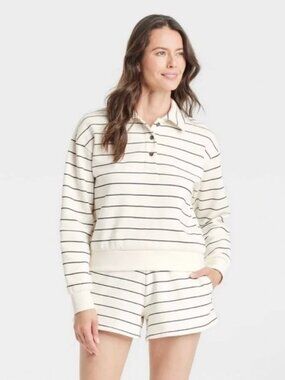 Universal Thread Striped Henley Sweatshirt